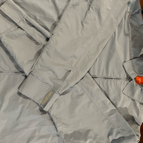 SALE! BOSS Full-Zip Nylon/Cotton Blend Over-shirt Light Blue Med Long Sleeve - Picture 8 of 13